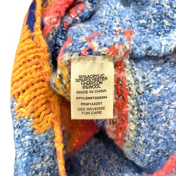 Sincerely Jules Abstract Cowl Neck Wool Blend Sweater Cropped Size S - Picture 7 of 7